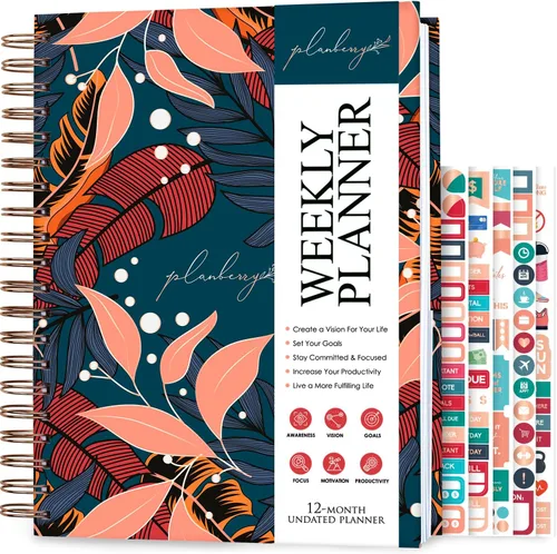 Vista 8 de PLANBERRY Agenda semanal grande prémium – Planificador de vida y presupuesto sin fecha – Organizador y diario de productividad, 8 x 10.4 pulgadas