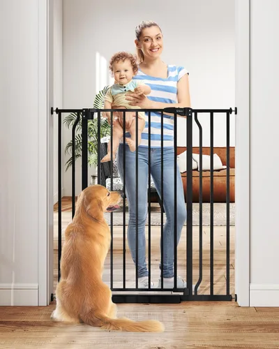 Vista 10 de Puerta de bebé para escaleras sin taladrar, puerta para perros de 29 a 40 pulgadas con cierre automático para interiores Doorways & Stairs