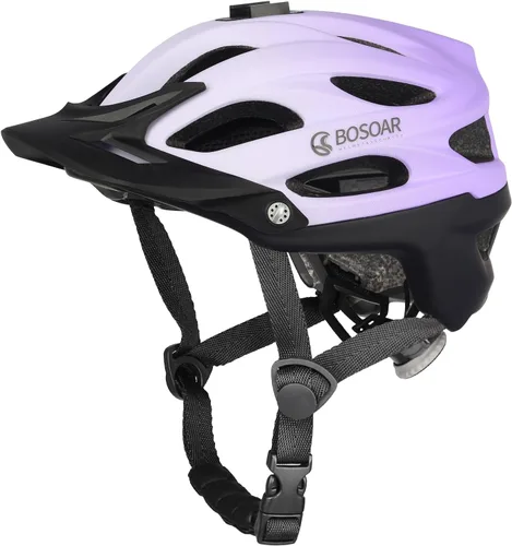 Vista 12 de Casco de bicicleta de montaña Bosoar, casco de ciclismo para adultos con soporte para cámara y visera desmontable para hombres, mujeres y jóvenes