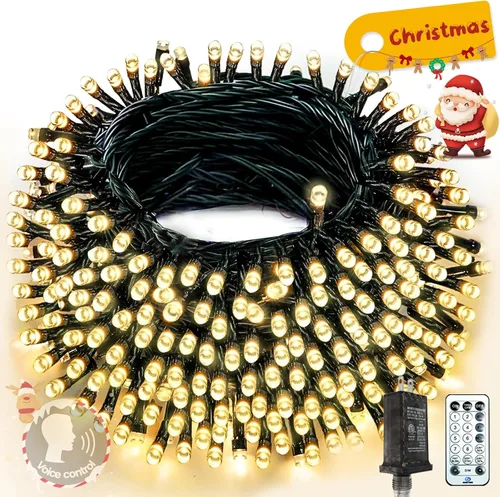Vista 41 de Luces de cadena navideñas conectables de 240 LED de 88 pies, 13 modos, para interiores y exteriores, cable verde extensible, luces de árbol