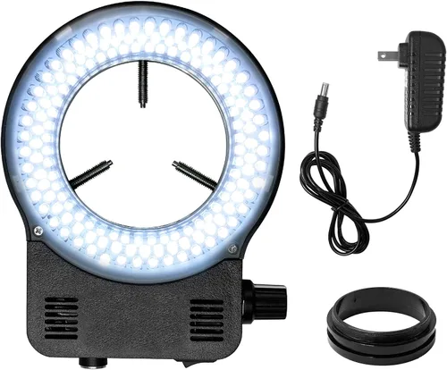 Vista 8 de 144 64 Iluminación LED de anillo de luz para microscopio estéreo, lámpara de luz de anillo ajustable industria, monocular, binocular, soldadura 64