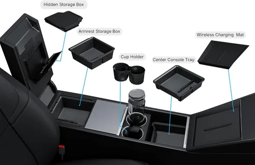 Vista 8 de Organizador de Consola Central de 5 Piezas Compatible con 2025-2026 Nuevo Tesla Model Y Juniper/2024-2026 Tesla Model 3 Highland Accesorios, Caja