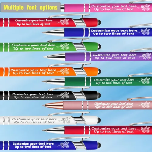 Vista 5 de Bolígrafos personalizados personalizados con flor de nacimiento grabada a granel con nombre, texto, logotipo, bolígrafo de metal, regalo