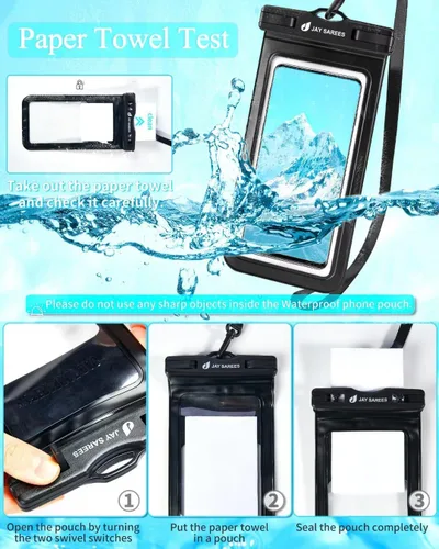 Vista 6 de Bolsa universal impermeable para teléfono, paquete de 3, IPX8, protector de agua para teléfono, funda compatible con iPhone 14, 13, 12 Pro Max