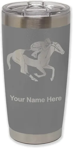 Vista 16 de LaserGram Vaso aislado al vacío de 20 onzas, carreras de caballos, grabado personalizado incluido (negro)