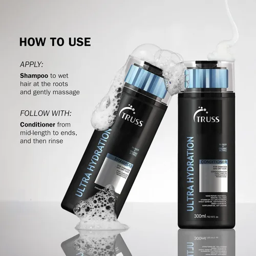 Vista 4 de TRUSS Champú para cabello ultra hidratante para mujeres y hombres, champú hidratante para cabello seco, restaura la fuerza, suavidad y brillo