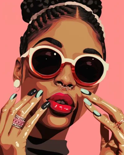 Vista 38 de Pintura por Números Afroamericana DIY Pintura Acrílica Kit de Pintura por Números para Niños Adultos Principiantes Chica Negra de Moda DIY Pintura