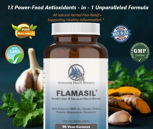 Vista 6 de Flamasil™ - para una respuesta saludable a la inflamación* Alivio del dolor multiherbario* y ayuda articular Cúrcuma, boswellia, resveratrol
