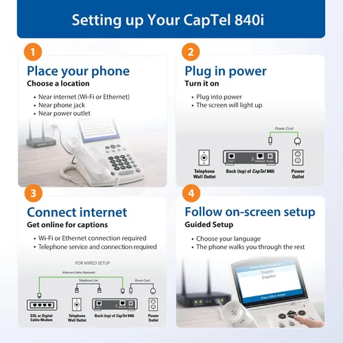 Vista 8 de Teléfono Hamilton CapTel 840i con subtítulos, teléfonos para personas con discapacidad auditiva, subtítulos automáticos/asistidos y control