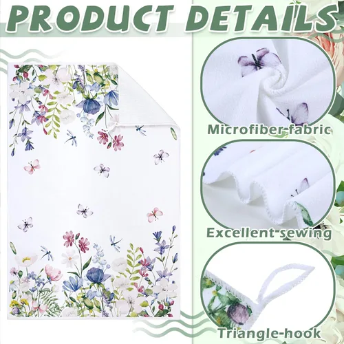 Vista 5 de Geyoga 6 toallas de cocina florales de primavera, flamenco, toallas de mano, girasol, margarita, flores silvestres, paños de té para primavera