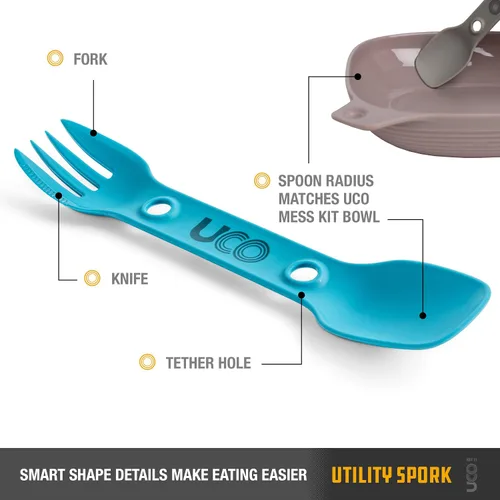 Vista 2 de UCO Utility Spork 3 en 1 Combo Cuchara-Tenedor Cuchillo Utensilios de camping