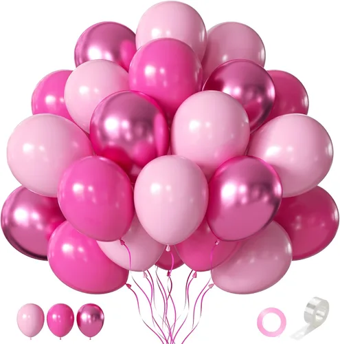 Vista 15 de Globos morados, 60 globos de látex de color morado claro y perla metálica, globos de confeti para cumpleaños, baby shower, despedida de soltera