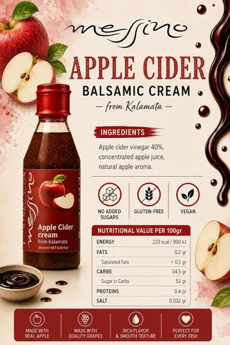 Vista 2 de Messino Esmalte balsámico de sidra de manzana, 8.5 fl oz - Reducción balsámica de manzana dulce para rociar, ensaladas y acabado
