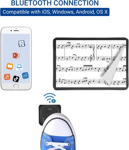 Vista 2 de Page Turner - Pedal giratorio de página de música recargable, Bluetooth, compatible con iOS, Android, sistema (negro)