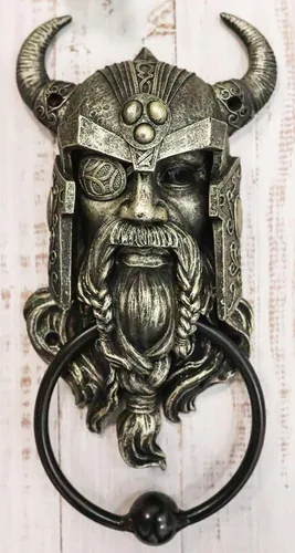 Vista 2 de Ebros Gift Gobernante nórdico vikingo de Asgard Warrior Raven God Odin The Alfather - Alabador decorativo para puerta con resina hecha a mano