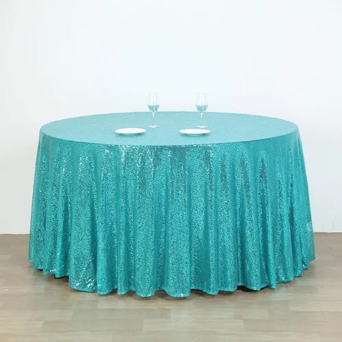 Vista 19 de Tableclothsfactory Luxury Collection - Manteles redondos de lentejuelas de 108 pulgadas, color dorado