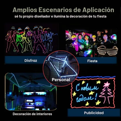 Vista 3 de MaxLax Cable EL, luces de neón portátiles, cable EL 5 en 3.3 ft, alambre electroluminiscente para decoración de Halloween, fiesta de Navidad Ten