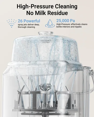 Vista 2 de Lavadora de Biberones Bear Pro, Lavadora y Esterilizador y Secador de Biberones - Todo en una Máquina para Biberones, Piezas de Bomba y Artículos