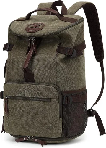 Vista 29 de Kalesi Mochila Bolsa de Lona para Gimnasio 4 Vías Impermeable con Compartimento para Zapatos para Viaje Deporte Senderismo Laptop, 02-Negro