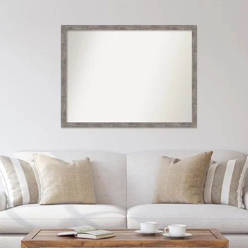 Vista 696 de Amanti Art Silver Bathroom Mirror for Over Sink, 26x35 Custom Made Marred Pewter Rectangle Vanity Mirror, Large Casual Wood Frame, Hangs Horizonally