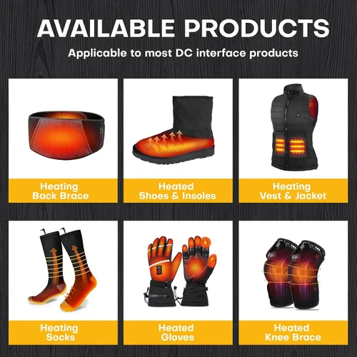 Vista 5 de Paquete de batería de 22.2 WH 7.4 V para guantes calentados, juego de repuesto de polímero de litio recargable compatible con guantes, calcetines