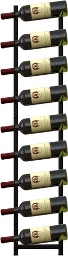 Vista 9 de GOFLAME Estante para vino montado en la pared, estante colgante para 9 botellas, soporte de vino de metal inoxidable para pared, organizador