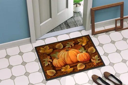 Vista 4 de Caroline's Treasures PTW2009MAT - Felpudo de calabaza y hojas de otoño, 18 x 27 pulgadas, tapete para puerta delantera, interior y exterior