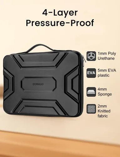 Vista 2 de DOMISO Funda para laptop de 13.3 pulgadas con asa, bolsa de computadora a prueba de golpes, impermeable, funda protectora de EVA para portátiles