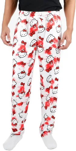 Vista 2 de Hello Kitty Anime Cartoon All Over Print Pantalones de pijama blancos para mujer