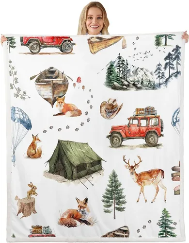 Vista 12 de Erosebridal - Mantas de bebé unisex para niños y niñas, mantas de guardería de animales de granja de minky 40x50, manta sherpa con diseño de tractor