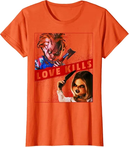 Vista 37 de Child's Play Chucky and Tiffany Love Kills T-Shirt Asphalt Grey