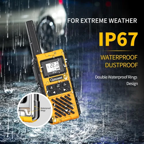 Vista 4 de Gaswei G1pro IP67 Walkie Talkies impermeables FRS para adultos de largo alcance, recargables con vibración, radios bidireccionales de emergencia