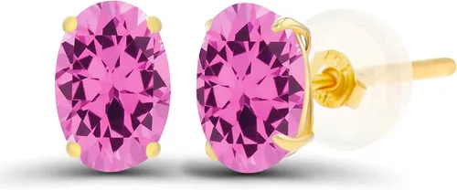 Vista 36 de Aretes ovalados de plata de ley 925 maciza chapados en oro de 0.236 x 0.157 pulgadas con piedra natal genuina para mujer Aretes de tuerca Amatista
