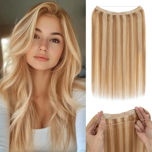 Vista 45 de Extensiones de cabello humano real, extensiones de cabello humano 100 % humano, extensiones de clip, ondulado, negro azabache 01, 2.46 oz/18 pulgadas