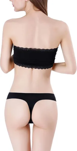 Vista 3 de Justgoo Tangas sexys para mujer, ropa interior sin reflejos, pantalones de cintura baja, pantalones con espalda en T, paquete de 6