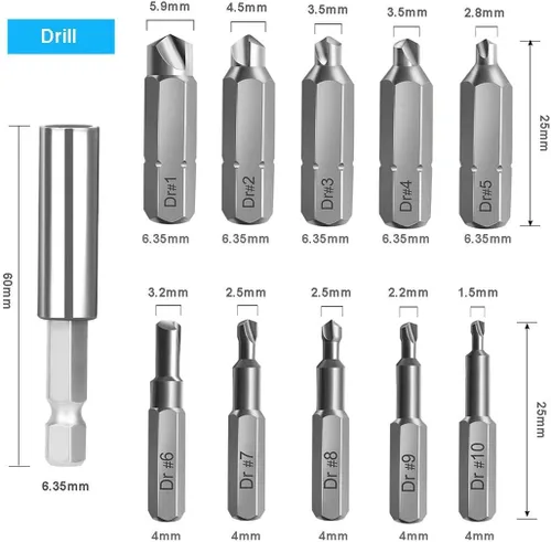 Vista 2 de Kit de 22 tornillos dañados con extractor de tornillos rotos y removedor de pernos con soporte magnético para puntas de extensión y adaptador