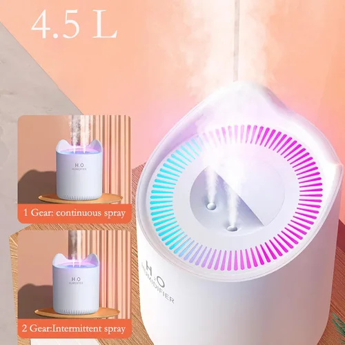 Vista 6 de Humidificadores Humidificador para dormitorio, habitación de bebé, 4.5L, humidificador de aire silencioso con luz nocturna, 2 boquillas, apagado