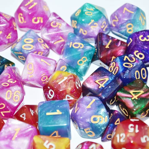 Vista 2 de SmartDealsPro 6 x 7 juegos (42 piezas) juegos de dados poliédricos con purpurina con bolsas para DND RPG MTG Dungeon and Dragons tablero de mesa