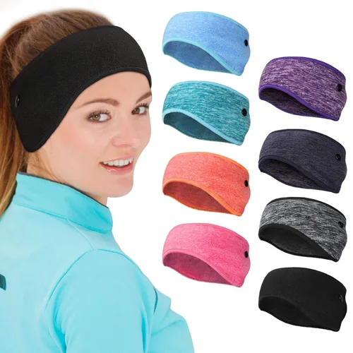 Vista 8 de 8 Piezas Diademas Calentadoras de Orejas con Botones Orejeras de Vellón Diadema para Correr en Invierno Banda Elástica Cubreoreja Elástico