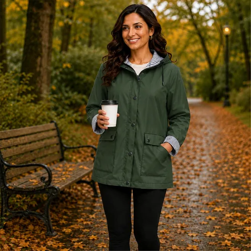 Vista 3 de URBAN REPUBLIC - Chaqueta de lluvia para mujer - Impermeable ligera y cortavientos para mujer (S-3XL)