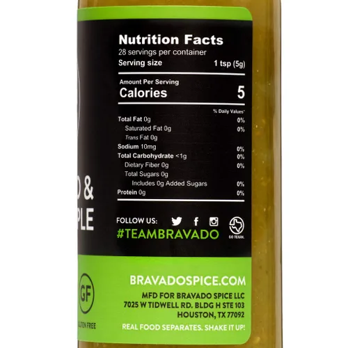 Vista 2 de Salsa picante de jalapeño y manzana verde de Bravado Spice Sin gluten, vegana, baja en carbohidratos, salsa picante paleo, botella de salsa picante
