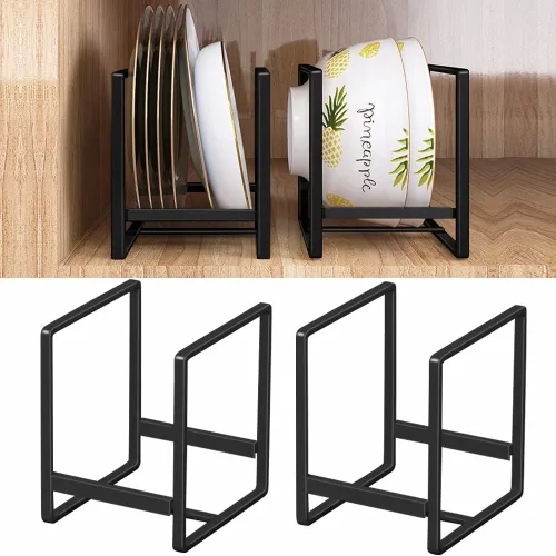 Vista 15 de 2PCS Organizador de Soportes para Platos, Estante de Exhibición y Almacenamiento de Platos de Metal para Secado para Gabinete, Mostrador y Armario