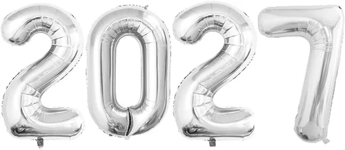 Vista 56 de GOER Globos de papel de aluminio 2026 para fiesta de Año Nuevo, suministros de fiesta, decoraciones de graduación (negro, 16 pulgadas)