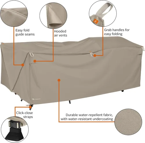 Vista 2 de Classic Accessories Storigami - Funda para muebles de patio resistente al agua de 100 pulgadas, fácil de plegar, color marrón cabra