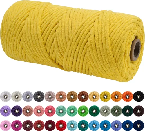 Vista 80 de JeogYong Cordón de macramé de un solo hilo 3 mm x 109 yardas (328 pies) Cuerda de algodón suave Hilo de macramé de 3 mm, suministros de macramé
