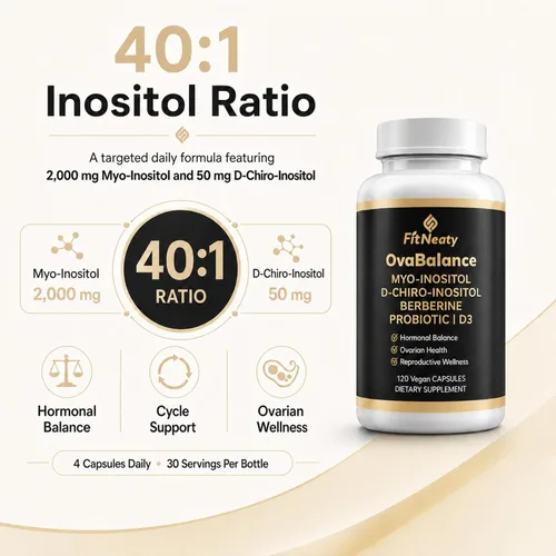 Vista 3 de Myo-inositol & D-Chiro Inositol 40:1 Cápsulas para mujeres, 120