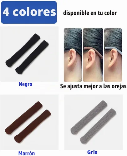 Vista 4 de Cojín de Oreja para Gafas de Tela de Algodón Tejido Suave Mejorado, Puntas de Patillas de Gafas Elásticas Antideslizantes Cómodas Retenedor