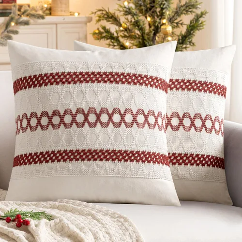 Vista 22 de MIULEE Fundas de almohada lumbares decorativas bohemias, cojín de algodón retro, tejido rustico de macramé para el hogar para cama, sofá, silla Azul
