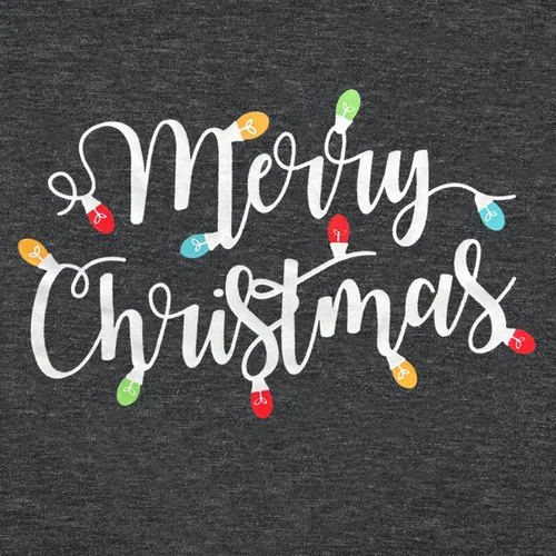 Vista 3 de Camisetas navideñas para mujer Let's Get Lit, camisa con lindo diseño gráfico de luces, manga corta, tops y camisetas de Navidad Gris-Carbón