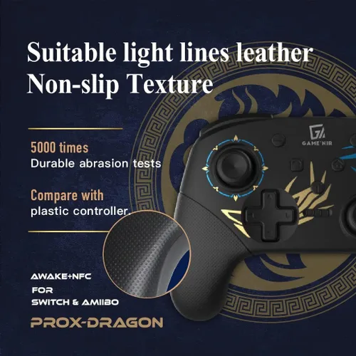 Vista 7 de GAME'NIR DRAGON PATTERN Wireless Switch Controller Support NFC Amiibo, Ergonomic Switch Pro Controller for SwitchSwitch LiteSwitch OLED with Dual
